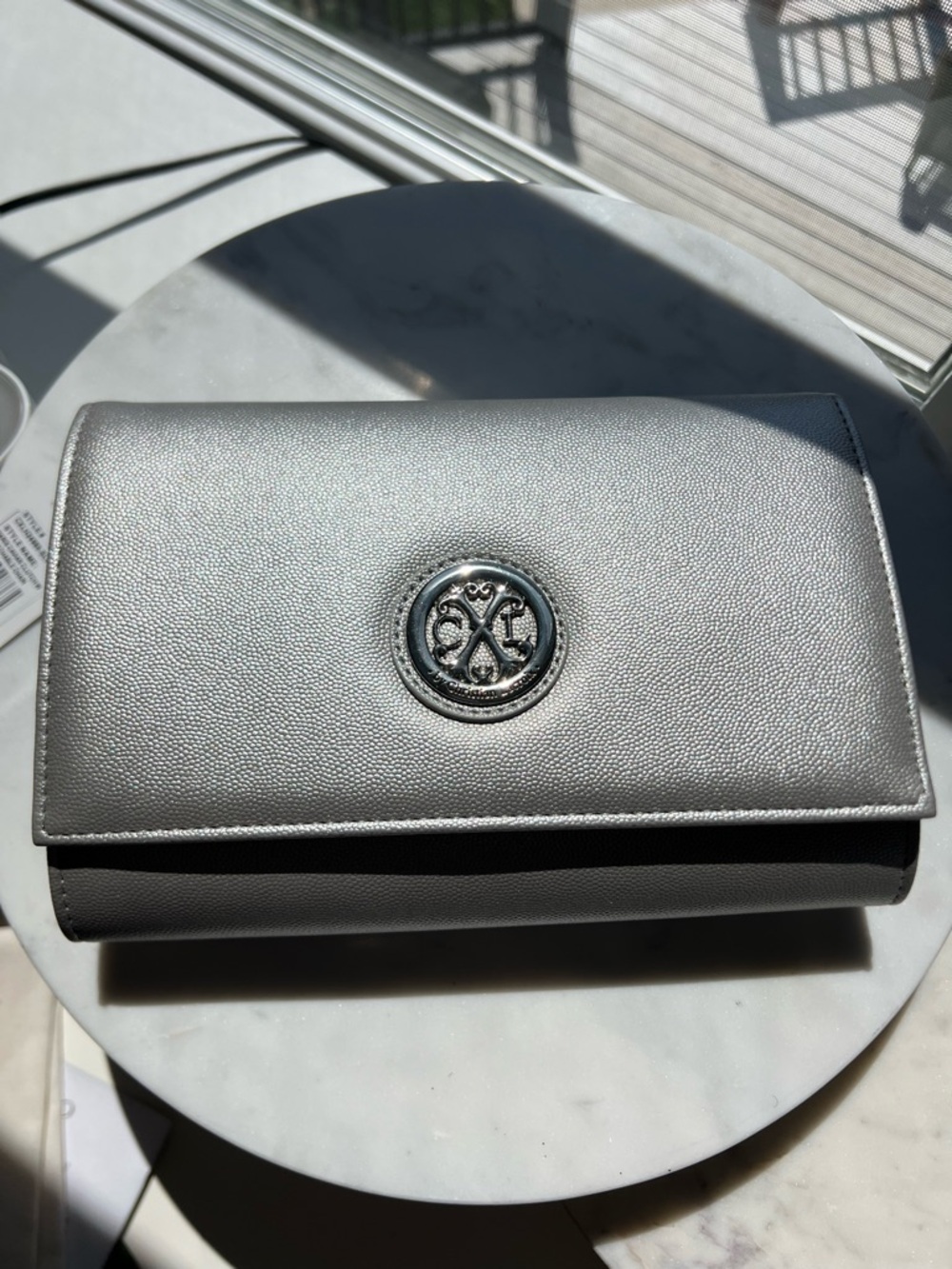 Christian Lacroix Silver Clutch with detachable chain